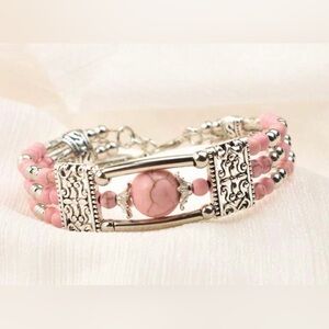 Western Bracelet Elegant Pink and Silver Bracelet Cowgirl Style Southwestern